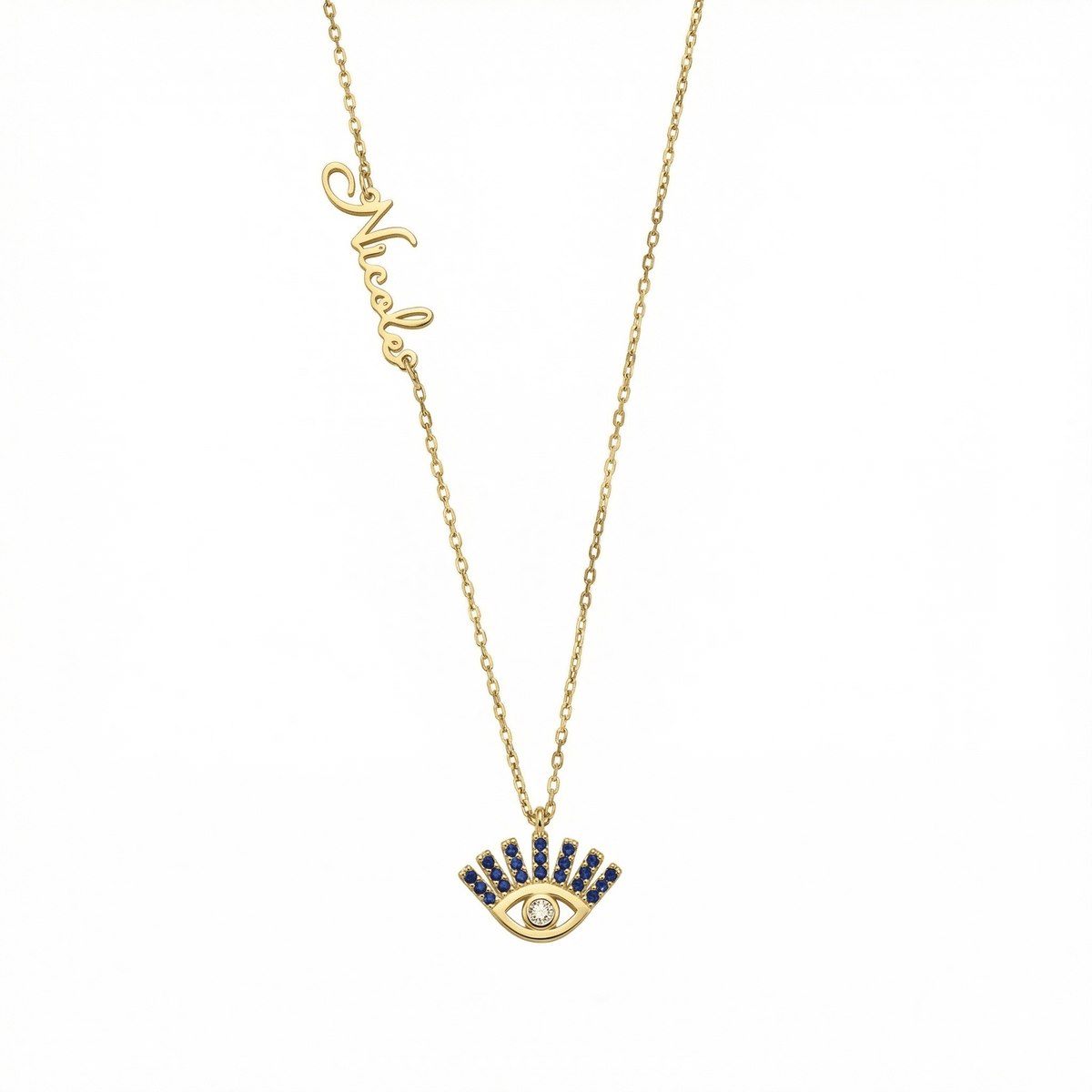 Personalized Evil Eye Necklace in 18K Gold Vermeil. Tarnish-resistant, perfect for daily wear.