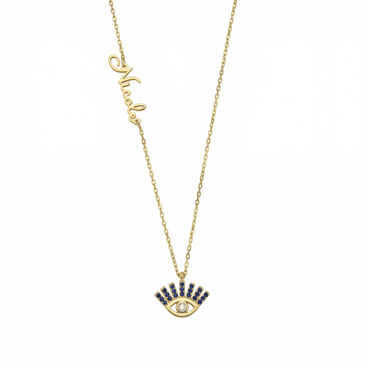 Personalized Evil Eye Necklace in 18K Gold Vermeil. Tarnish-resistant, perfect for daily wear.