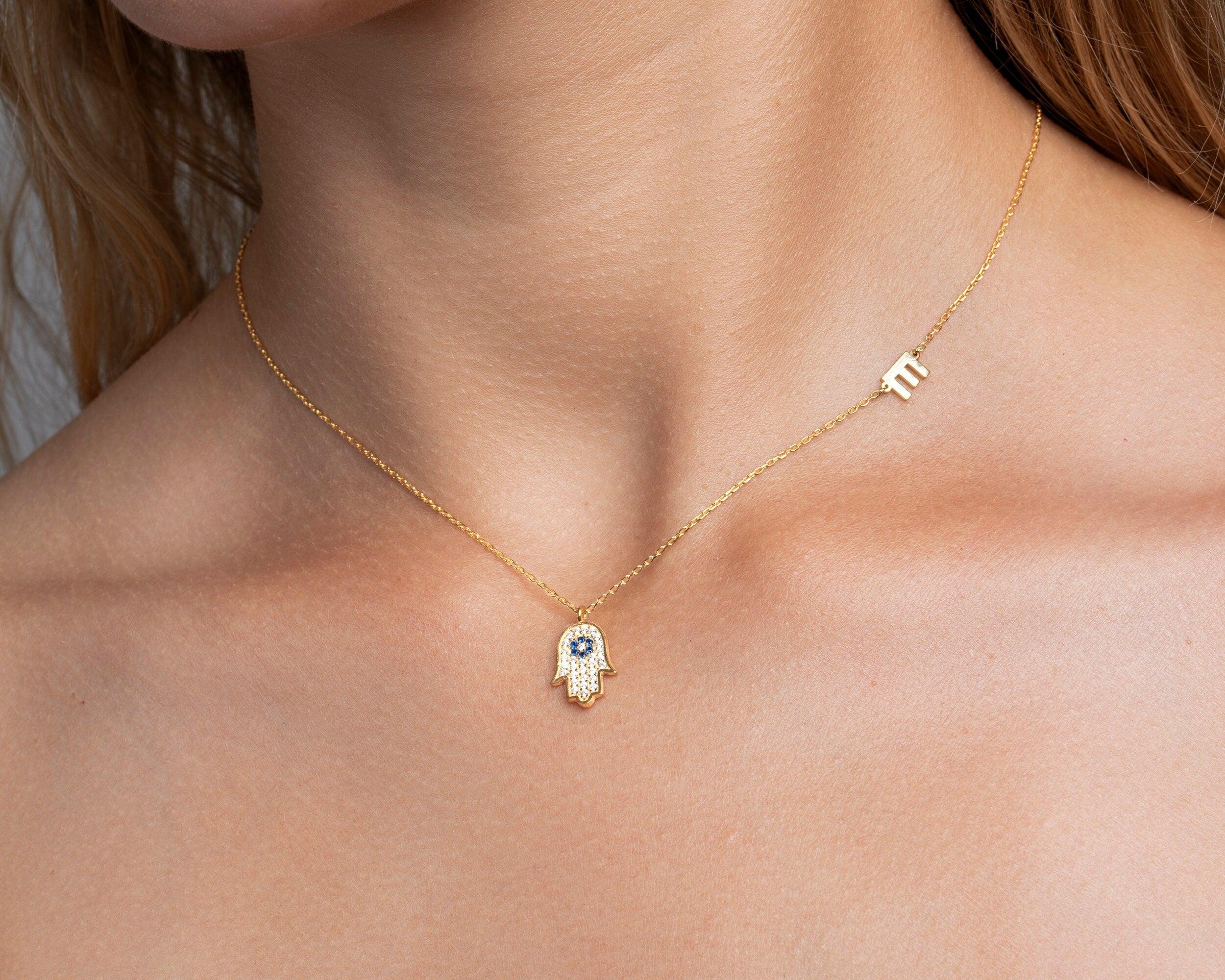 Personalized Hamsa Name Necklace in Glamour Jewelry House gift box — 18K Gold Vermeil confirmation gift. Tarnish-resistant.