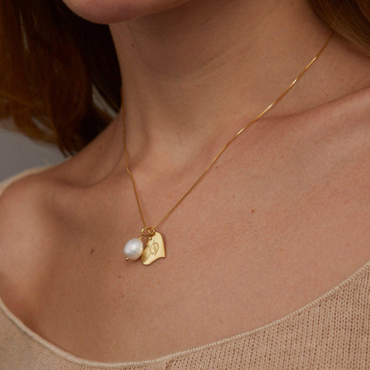 Personalized Heart Initial And in 18K Gold Vermeil — luxury jewelry. Hypoallergenic, no green marks.