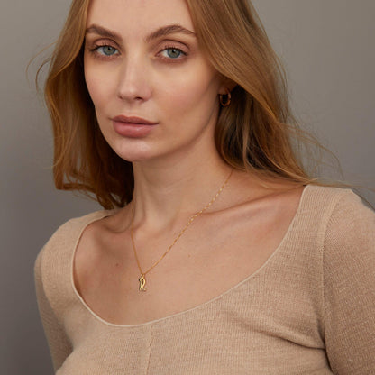 Personalized Initial Necklace With as a gift in 18K Gold Vermeil. Hypoallergenic, no green marks.