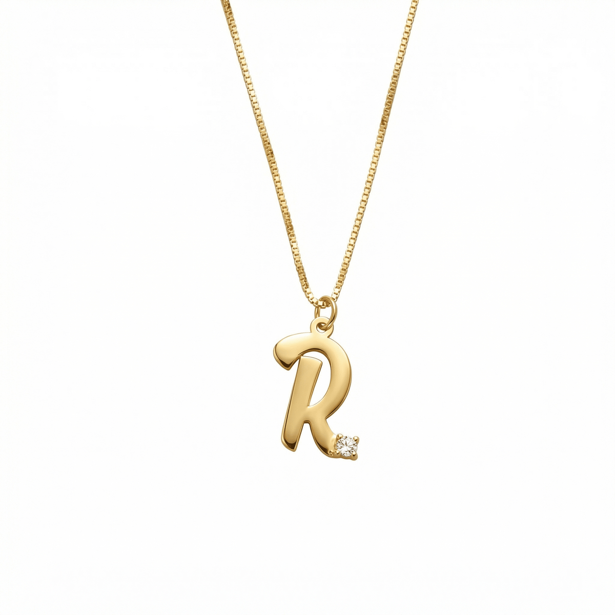 Personalized Initial Necklace with CZ Diamond in 18K Gold Vermeil with CZ Diamond. Tarnish-resistant, perfect for daily wear.