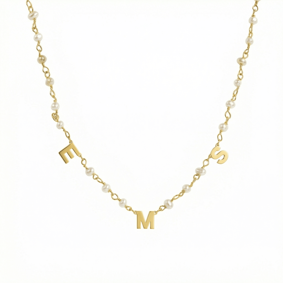 Personalized Initial Pearl Necklace in 18K Gold Vermeil with Freshwater Pearl. Tarnish-resistant, perfect for daily wear.