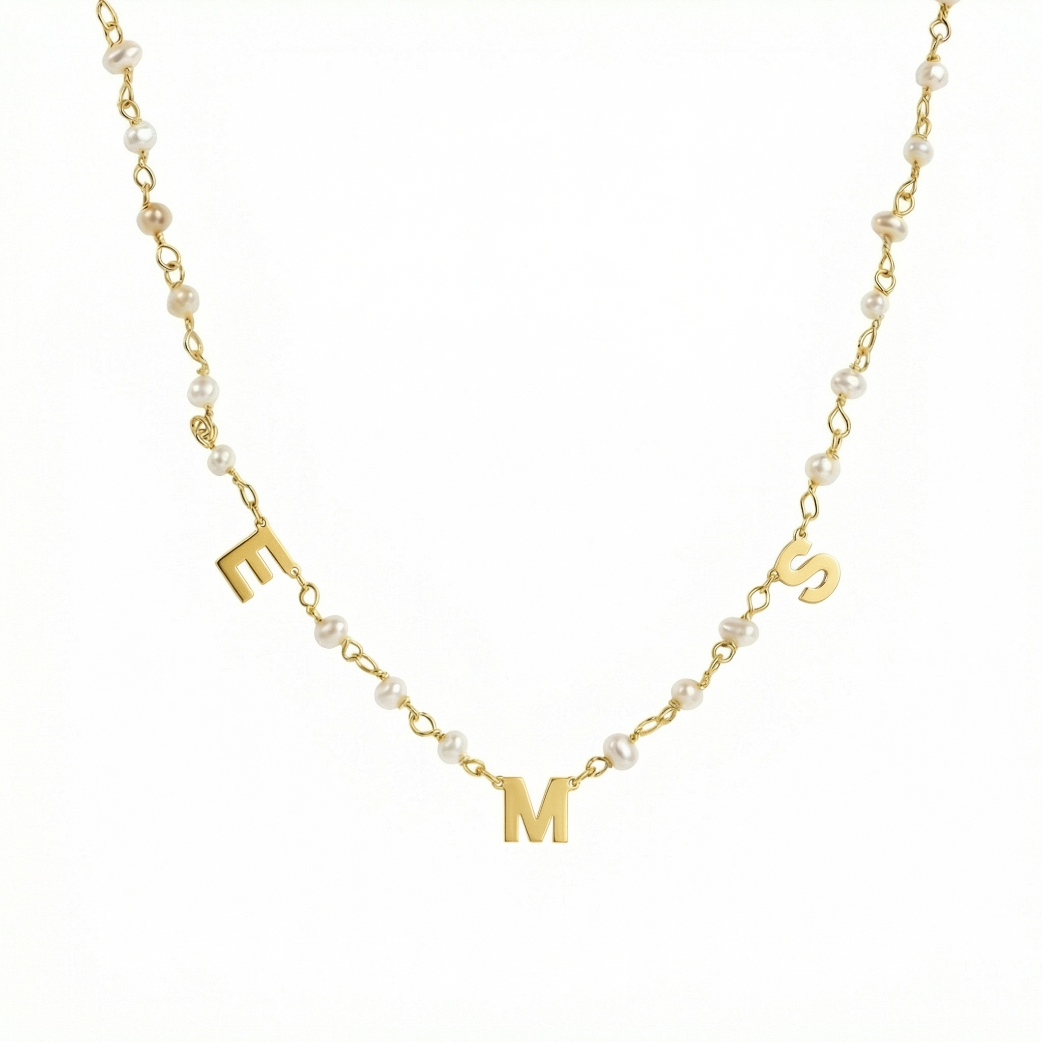 Personalized Initial Pearl Necklace in 18K Gold Vermeil with Freshwater Pearl. Tarnish-resistant, perfect for daily wear.