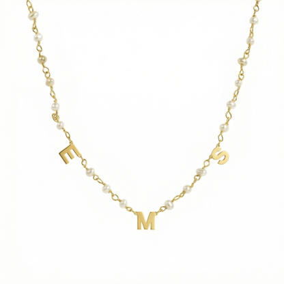 Personalized Initial Pearl Necklace in 18K Gold Vermeil with Freshwater Pearl. Tarnish-resistant, perfect for daily wear.