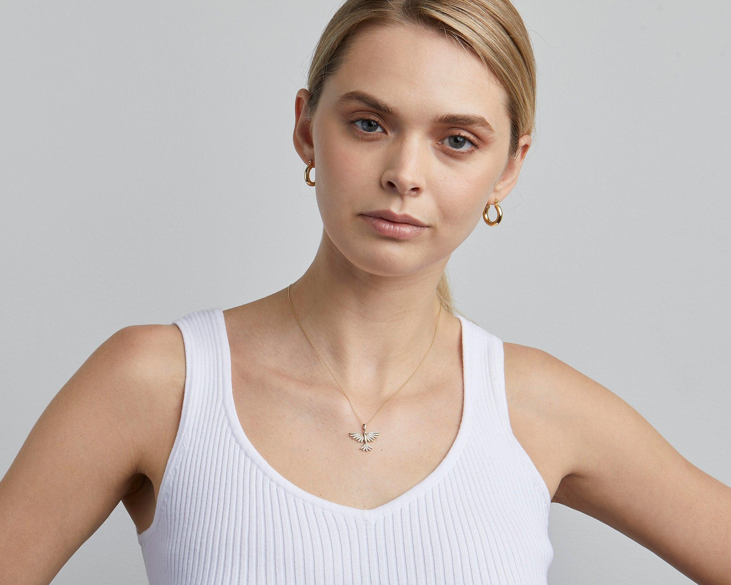 Phoenix Necklace in Glamour Jewelry House gift box — 18K Gold Vermeil daily wear gift. Tarnish-resistant.