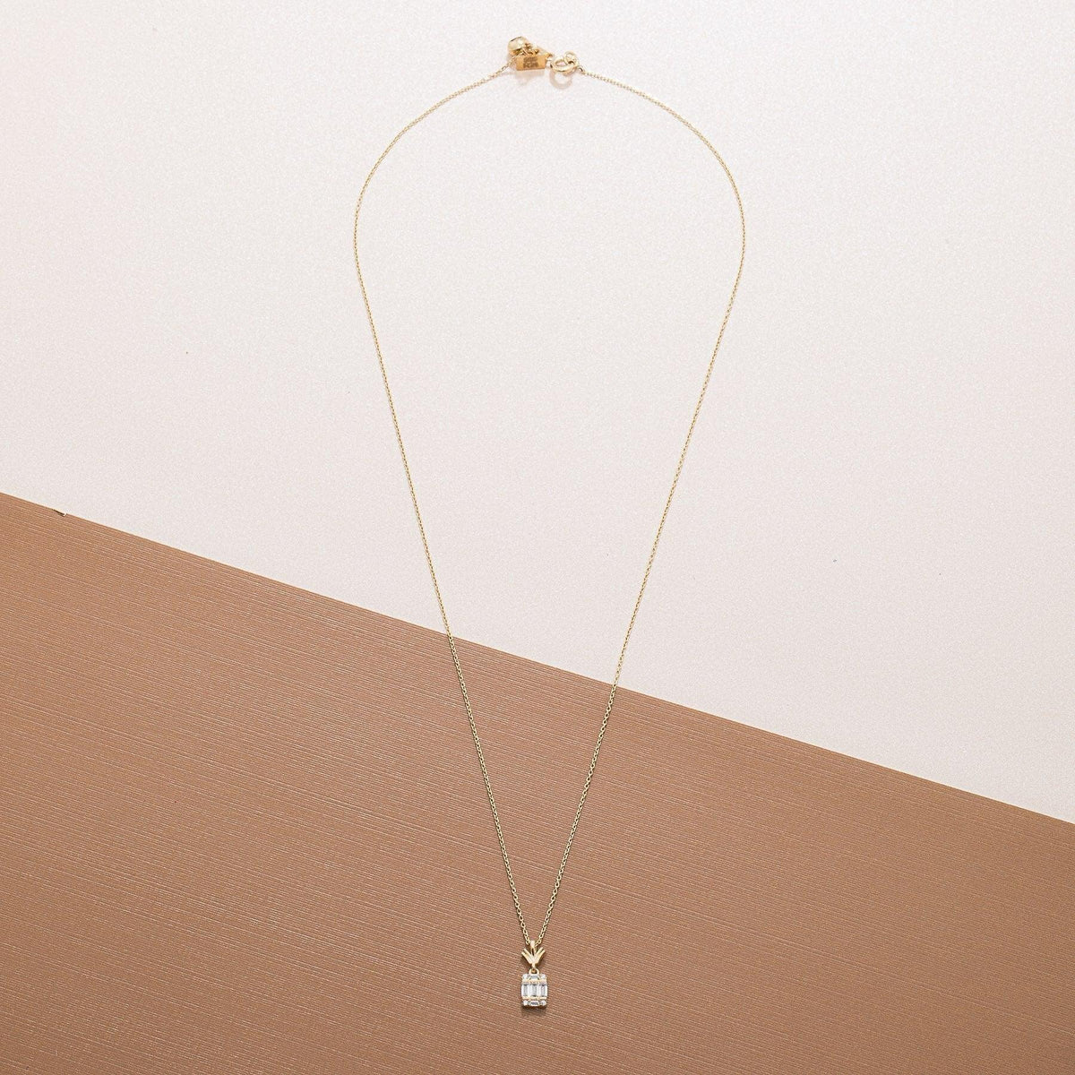 Pineapple Baguette Necklace in Glamour Jewelry House gift box — 18K Gold Vermeil daily wear gift. Tarnish-resistant.