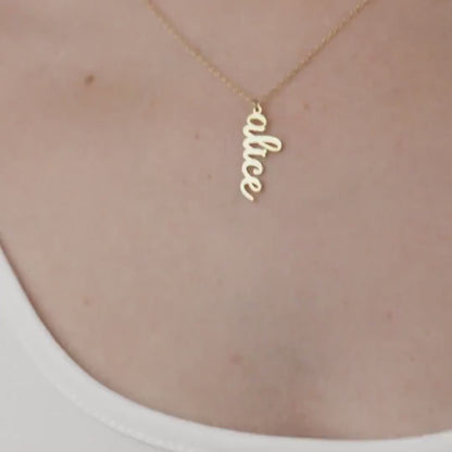 Custom Name Necklace with Birthstone in 18K Gold