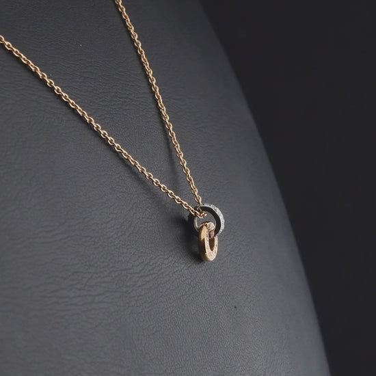 360 degree video of the natural diamond open circle pendant necklace in 18K rose gold