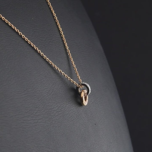 360 degree video of the natural diamond open circle pendant necklace in 18K rose gold
