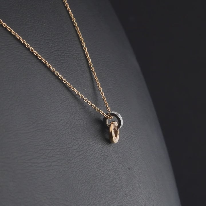360 degree video of the natural diamond open circle pendant necklace in 18K rose gold