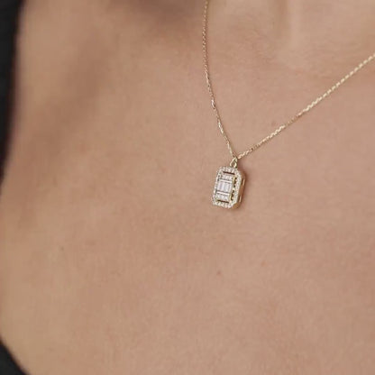 Pavé Baguette Necklace in 18K Gold