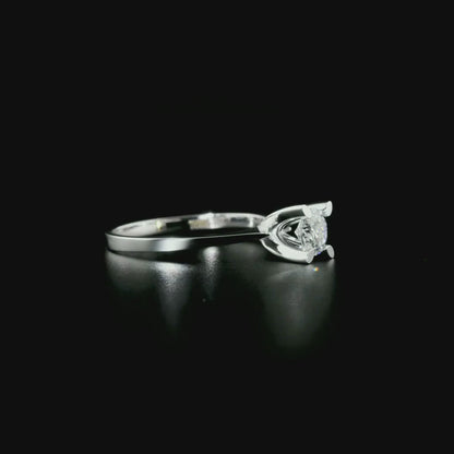 360 degree video of the natural diamond petal-claw solitaire ring in 14K white gold