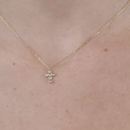 Gold Cross Pendant Necklace in 18K Gold