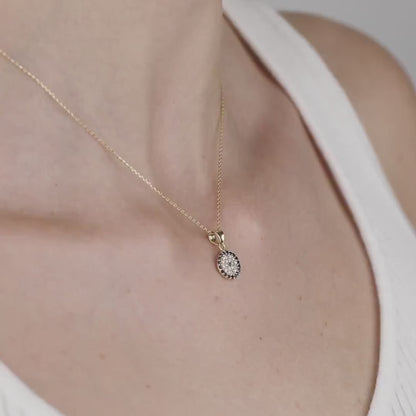Pavé Evil Eye Necklace in 18K Gold
