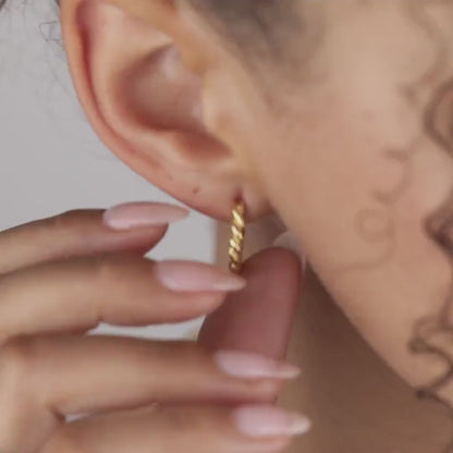 Dainty Twisted Hoop Earrings in 18K Gold