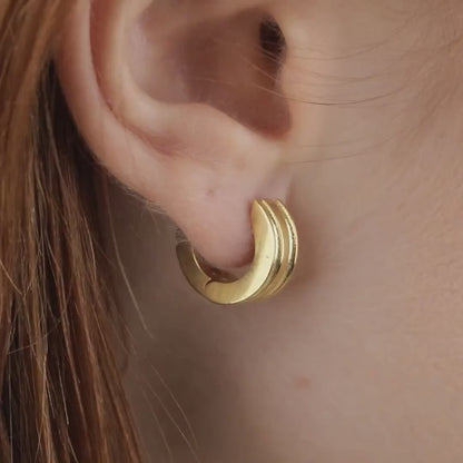 Dainty Huggie Hoop Earrings in 18K Gold
