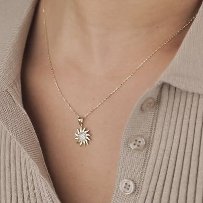 Gold Sun Necklace in 18K Gold
