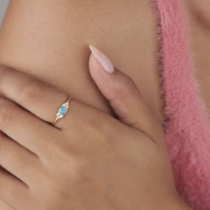 Turquoise Natural Stone Ring in 18K Gold