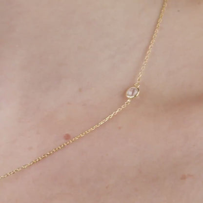Small Cross Necklace with CZ Diamond in 18K Gold
