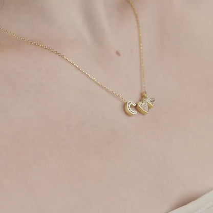 Pavé Initial Necklace in 18K Gold