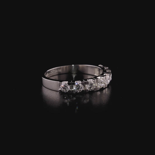 360 degree video of the natural diamond half eternity ring in 14K white gold