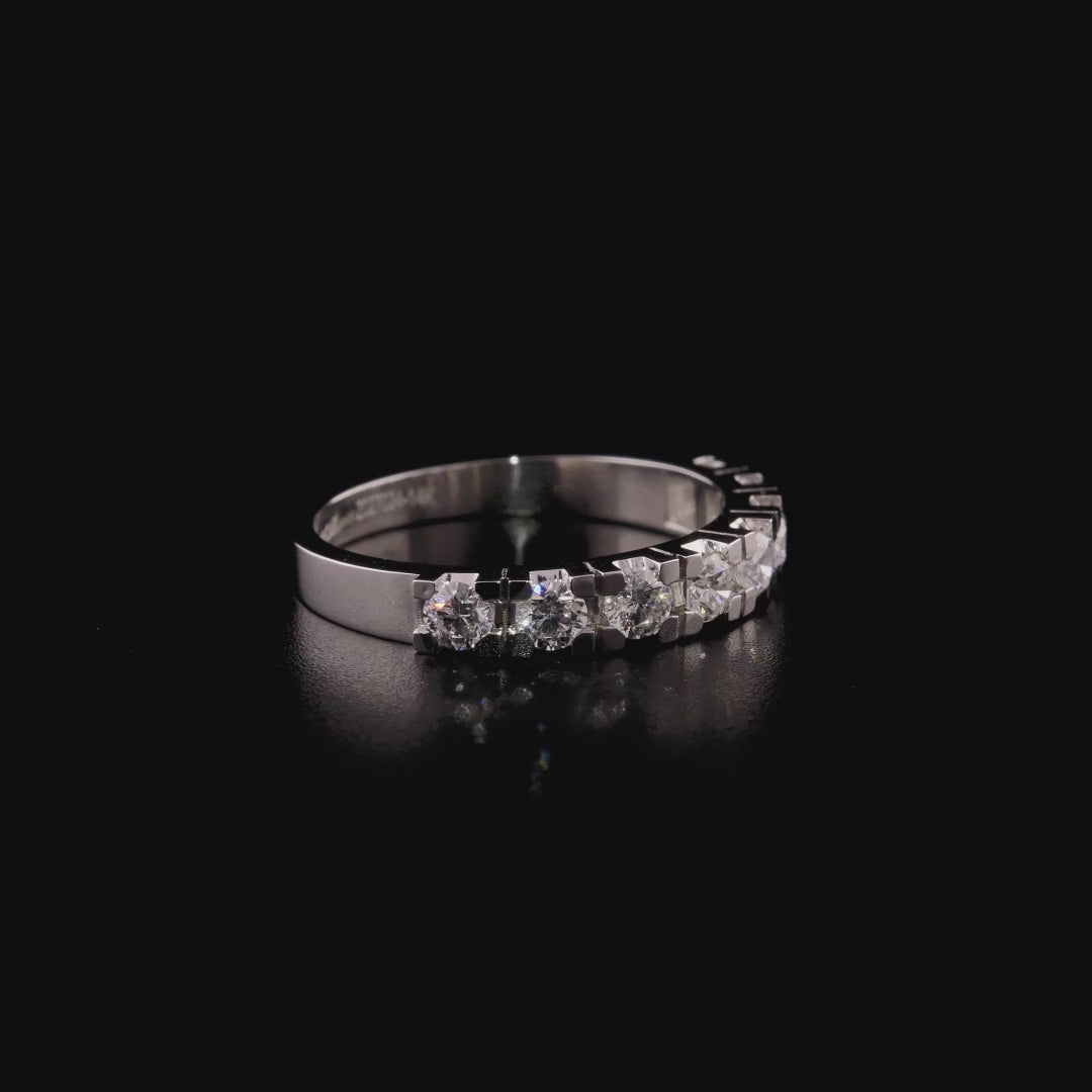 360 degree video of the natural diamond half eternity ring in 14K white gold