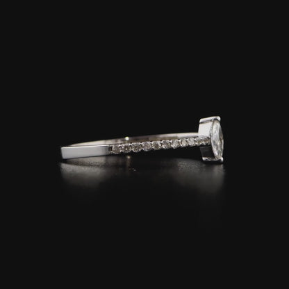 360 degree video of the natural marquise diamond solitaire ring in 18K white gold