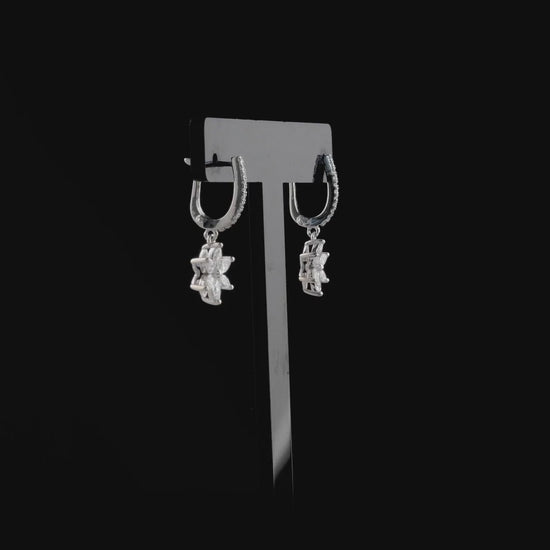 360 degree view of the marquise diamond flower drop earrings