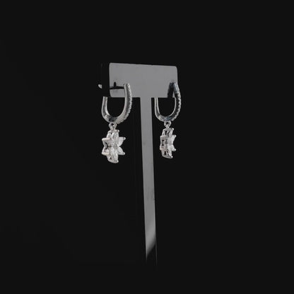 360 degree view of the marquise diamond flower drop earrings