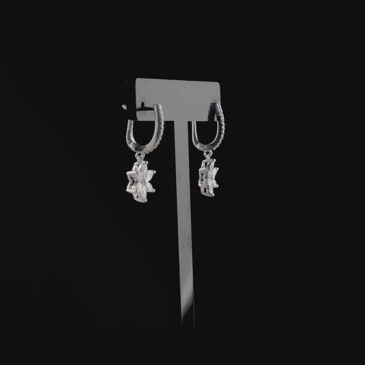 360 degree view of the marquise diamond flower drop earrings