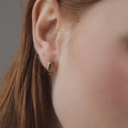 Geometric Hexagon Huggie Earrings in 18K Gold