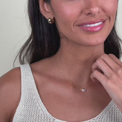Marquise Double Birthstone Necklace in 18K Gold