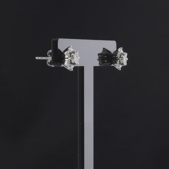 360 degree video of the lotus natural diamond cluster stud earrings in 14K white gold