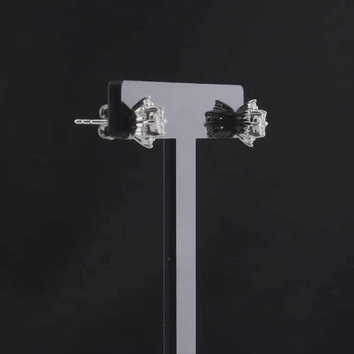 360 degree video of the lotus natural diamond cluster stud earrings in 14K white gold