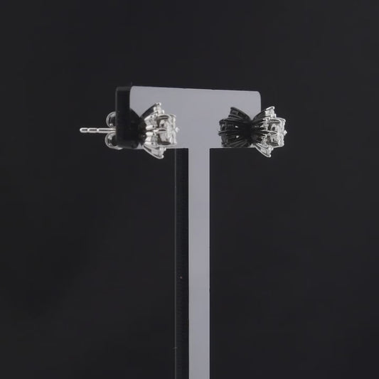 360 degree video of the lotus natural diamond cluster stud earrings in 14K white gold