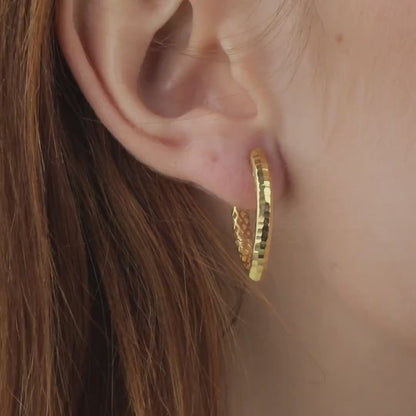 Textured Statement Hoop Earrings in 18K Gold