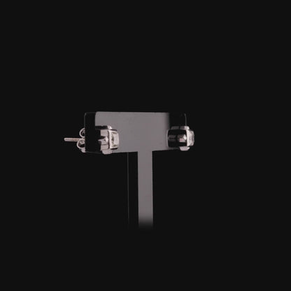 360 degree video of the princess-cut natural diamond solitaire stud earrings in 14K solid white gold