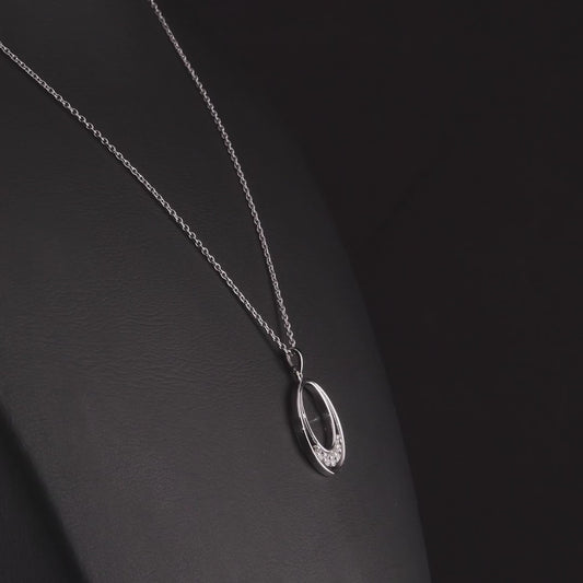 360 degree video of the natural diamond double circle pendant necklace in 14K white gold