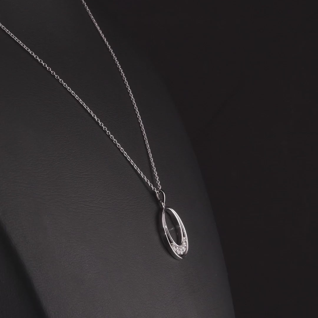 360 degree video of the natural diamond double circle pendant necklace in 14K white gold