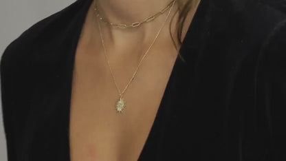 Sun Evil Eye Necklace in 18K Gold