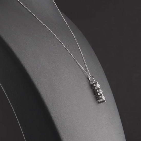 360 degree video of the three-stone natural diamond star drop pendant necklace in 14K white gold