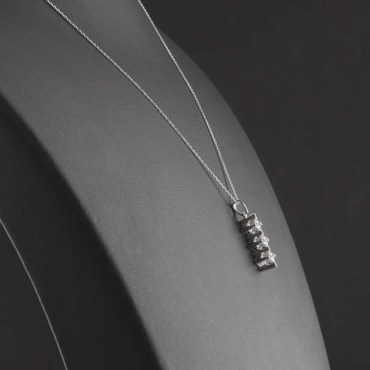 360 degree video of the three-stone natural diamond star drop pendant necklace in 14K white gold