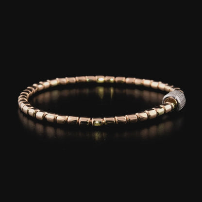 360-degree video of the natural diamond pavé barrel bead bracelet in 14K rose and white gold