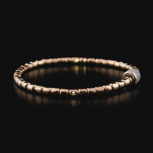 360-degree video of the natural diamond pavé barrel bead bracelet in 14K rose and white gold