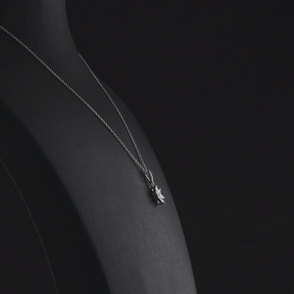 Marquise diamond flower pendant in 14K white gold turning 360 degrees