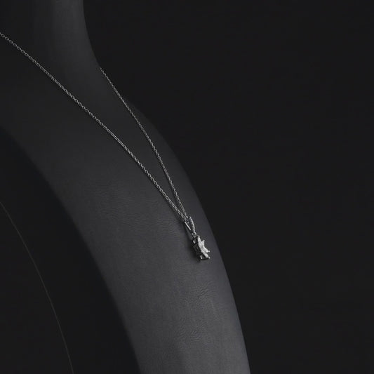 Marquise diamond flower pendant in 14K white gold turning 360 degrees