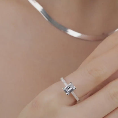 Baguette CZ Diamond Promise Ring in 18K Gold