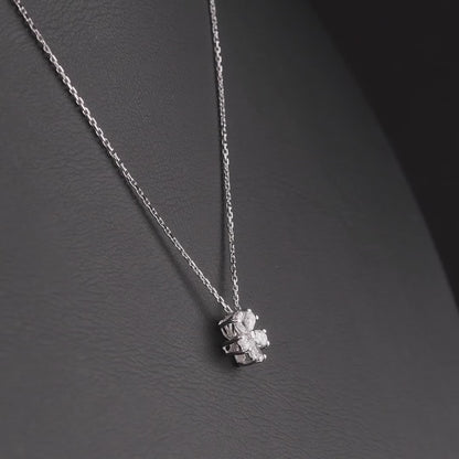 360 degree video of the pear-cut natural diamond flower pendant necklace in 14K white gold