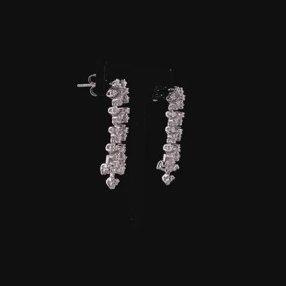 360-degree video of the natural diamond flower chandelier drop earrings in 14K white gold